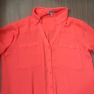 Slim Fit Express Portofino Shirt- Bright Neon Pink